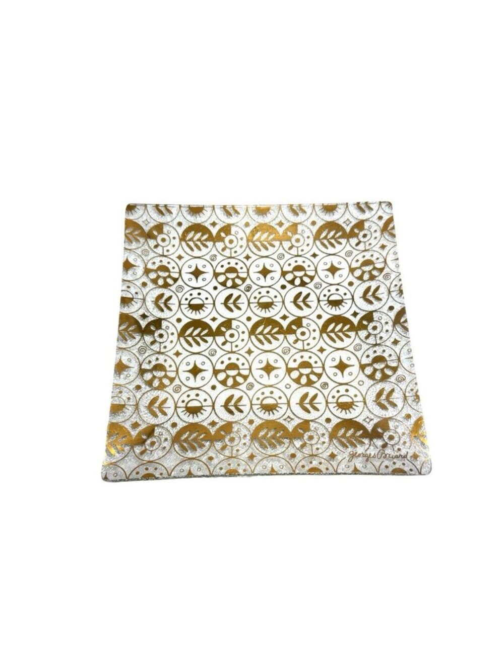 Georges Briard Forbidden Fruit Glass Decorative Square Tray/Plate 8'